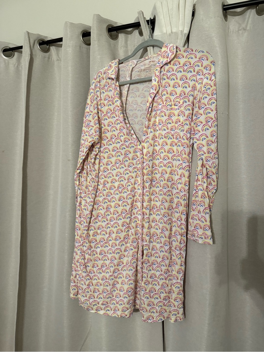 Little Sleepies Cream Rainbow-Print Button-Front Nightshirt